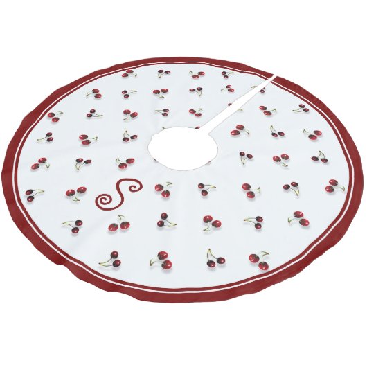 Cherries Tree Skirt Polyester Weihnachtsbaumdecke (Schrägansicht)