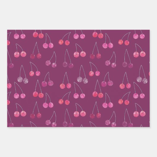 Cherries Wasserfarbmuster Geschenkpapier Set (Vorderseite 3)