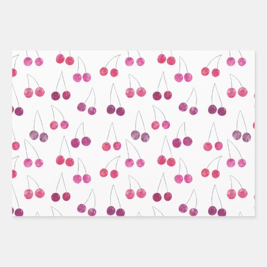 Cherries Wasserfarbmuster Geschenkpapier Set (Vorderseite 2)