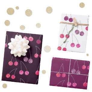 Cherries Wasserfarbmuster Geschenkpapier Set