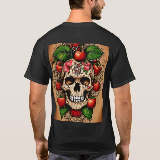 Cherriesskull Tattoo Design T-Shirt (Rückseite)