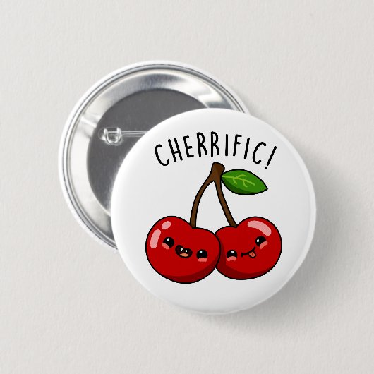 Cherrific Funny Red Cherry Pub Button (Vorne & Hinten)