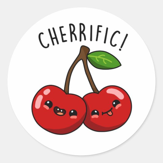 Cherrific Funny Red Cherry Pub Runder Aufkleber (Vorderseite)