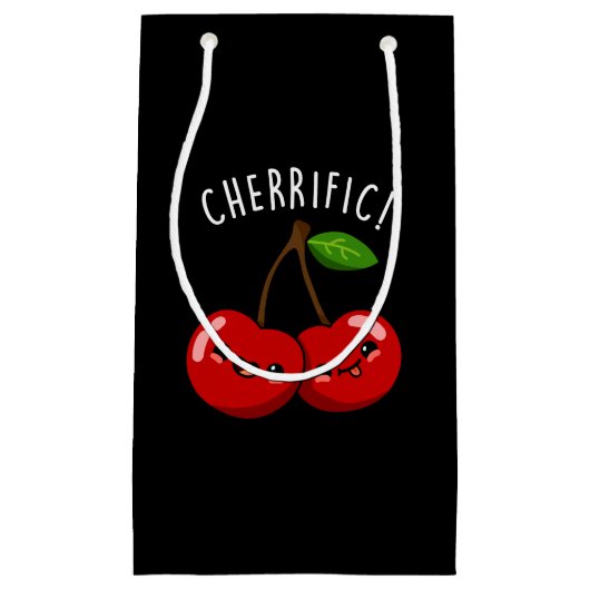 Cherrific Funny Red Cherry Pun Dark BG Kleine Geschenktüte (Vorderseite)