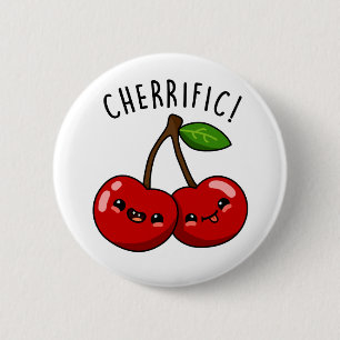 Cherrific Lustiger Roter Kirsch-Wortspiel Button