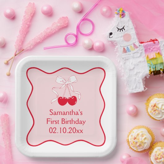 Cherrry Birthday Party Pappteller (Party)