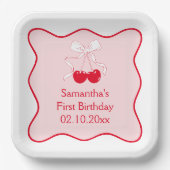 Cherrry Birthday Party Pappteller (Vorderseite)