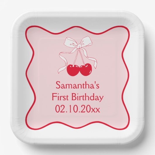 Cherrry Birthday Party Pappteller (Vorderseite)