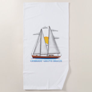 Cherrry Grove Beach Coastal Nautical Sailing Sailo Strandtuch
