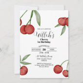 Cherry 1. Geburtstag Einladung SommerKirschen (Vorderseite)