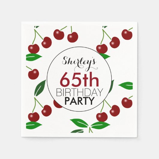 Cherry 65. Geburtstagsparty Papierservietten (Vorderseite)