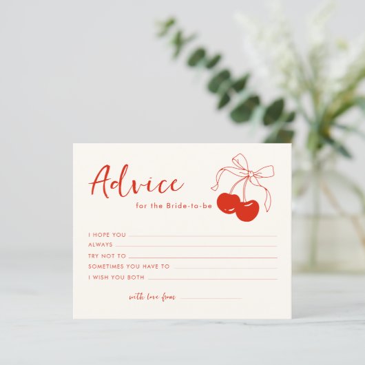 Cherry Advice Card Brautparty (Stehend Vorderseite)
