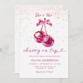 Cherry am oberen Glitzer Brautparty Einladung (Vorne/Hinten)