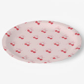 Cherry am oberen rosa Bow Pappteller (Schrägansicht)