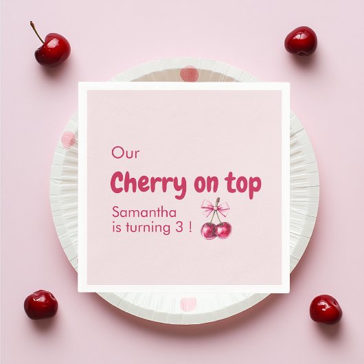 Cherry am Top Pink Geburtstag Serviette