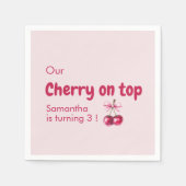 Cherry am Top Pink Geburtstag Serviette (Vorderseite)