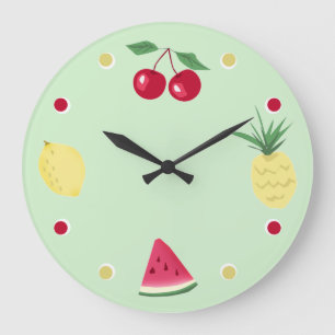Cherry, Ananas, Zitrone und Wassermelone, groß Große Wanduhr