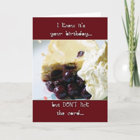 Cherry And Kirsch Cheesecake Birthday Card - Humor Karte (Vorderseite)