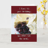 Cherry And Kirsch Cheesecake Birthday Card - Humor Karte (Gelbe Blume)