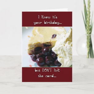 Cherry And Kirsch Cheesecake Birthday Card - Humor Karte