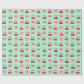 Cherry and Pink Coquette Bow Ribbon Wrapping Paper Geschenkpapier (Flach)