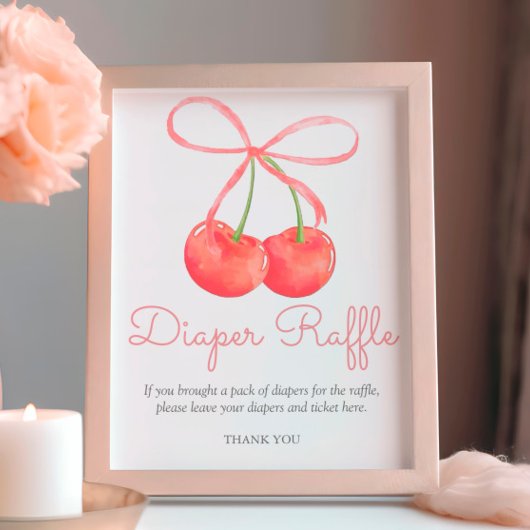 Cherry and Pink Ribbon Diaper Raffelposter Fotodruck