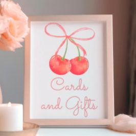 Cherry and Pink Ribbon Karten und Geschenkzeichen Fotodruck