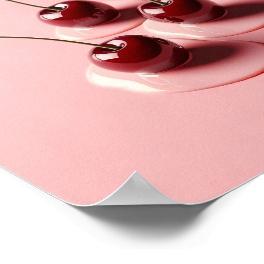 Cherry Art Print, Moderne rosa ästhetische Wand Poster (Ecke)