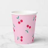 Cherry Ästhetische Kirschen Muster Pastell Pink Pappbecher (Rückseite)