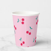Cherry Ästhetische Kirschen Muster Pastell Pink Pappbecher (Rechts)