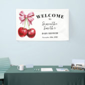 Cherry auf dem Begrüßungs-Baby-Duschbanner Banner (Messeveranstaltung)