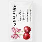 Cherry auf dem Begrüßungs-Baby-Duschbanner Banner (Vertikal)