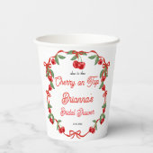 Cherry auf dem oberen Bändchen-Coquette-Brautparty Pappbecher (Rückseite)