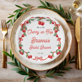 Cherry auf dem oberen Bändchen-Coquette-Brautparty Pappteller