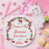 Cherry auf dem oberen Bändchen-Coquette-Brautparty Pappteller (Party)