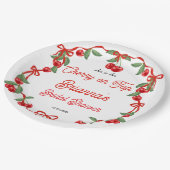 Cherry auf dem oberen Bändchen-Coquette-Brautparty Pappteller (Schrägansicht)