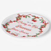 Cherry auf dem oberen Bändchen-Coquette-Brautparty Pappteller (Schrägansicht)