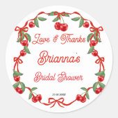 Cherry auf dem oberen Bändchen-Coquette-Brautparty Runder Aufkleber (Vorderseite)