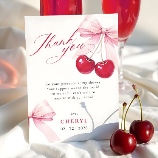 Cherry auf dem oberen Brautparty Danke-Card Dankeskarte