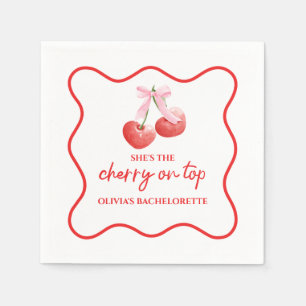 Cherry auf dem rosa Bow Bachelorette Serviette