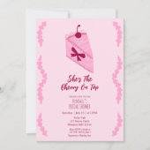Cherry auf dem rosa Ruffle-Brautparty Einladung (Vorderseite)