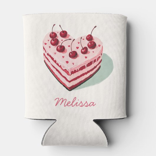 Cherry auf dem rosafarbenen Brautparty Dosenkühler (Rückseite)