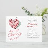 Cherry auf dem rosafarbenen Brautparty Einladung (Stehend Vorderseite)