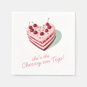Cherry auf dem rosafarbenen Brautparty Serviette