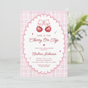 Cherry auf dem Top Preppy Vintag Bow Brautparty Einladung
