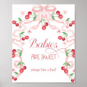 Cherry auf den oberen Babys sind süß rosa Bow Poster (Vorne)