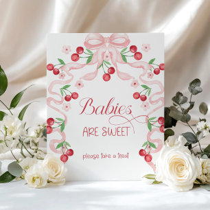 Cherry auf den oberen Babys sind süß rosa Bow Poster