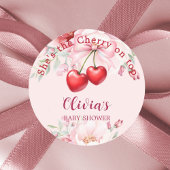 Cherry auf den oberen rosa Bugfloralen Babydusche Runder Aufkleber