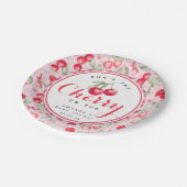 Cherry auf den Tellern der oberen Baby-Duschmaschi Pappteller (Schrägansicht)