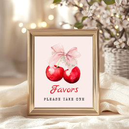 Cherry auf den Top Pink Bow Baby Duwer Favoriten Poster